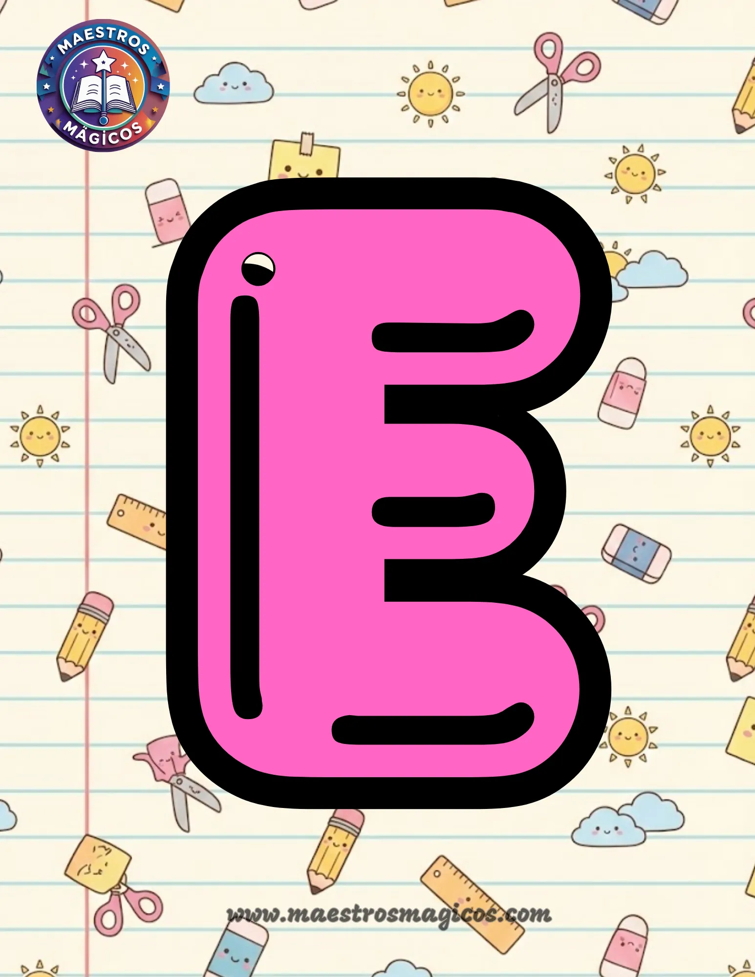 Molde letra B rosa individual