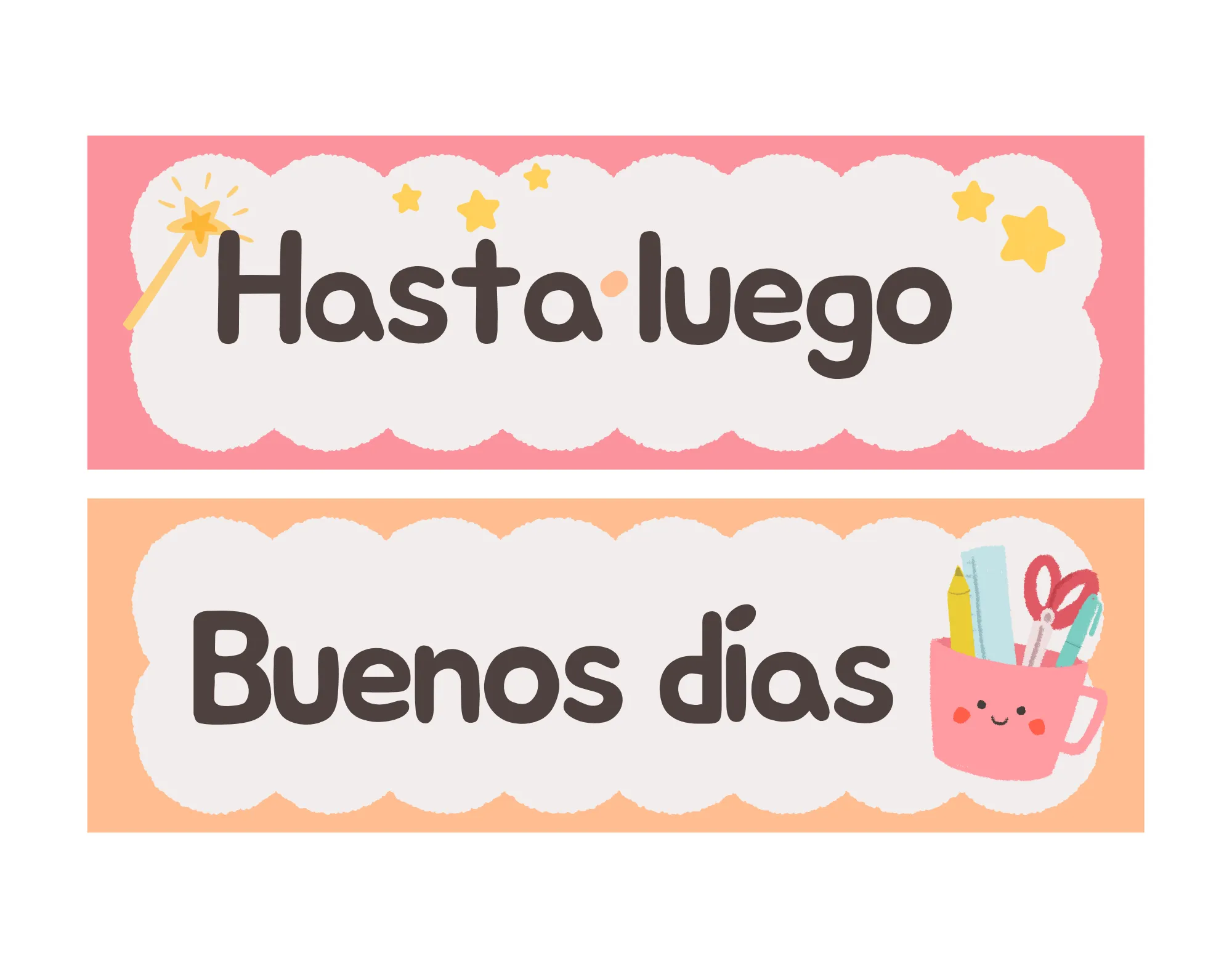 Tira palabras mágicas hasta luego buenos días