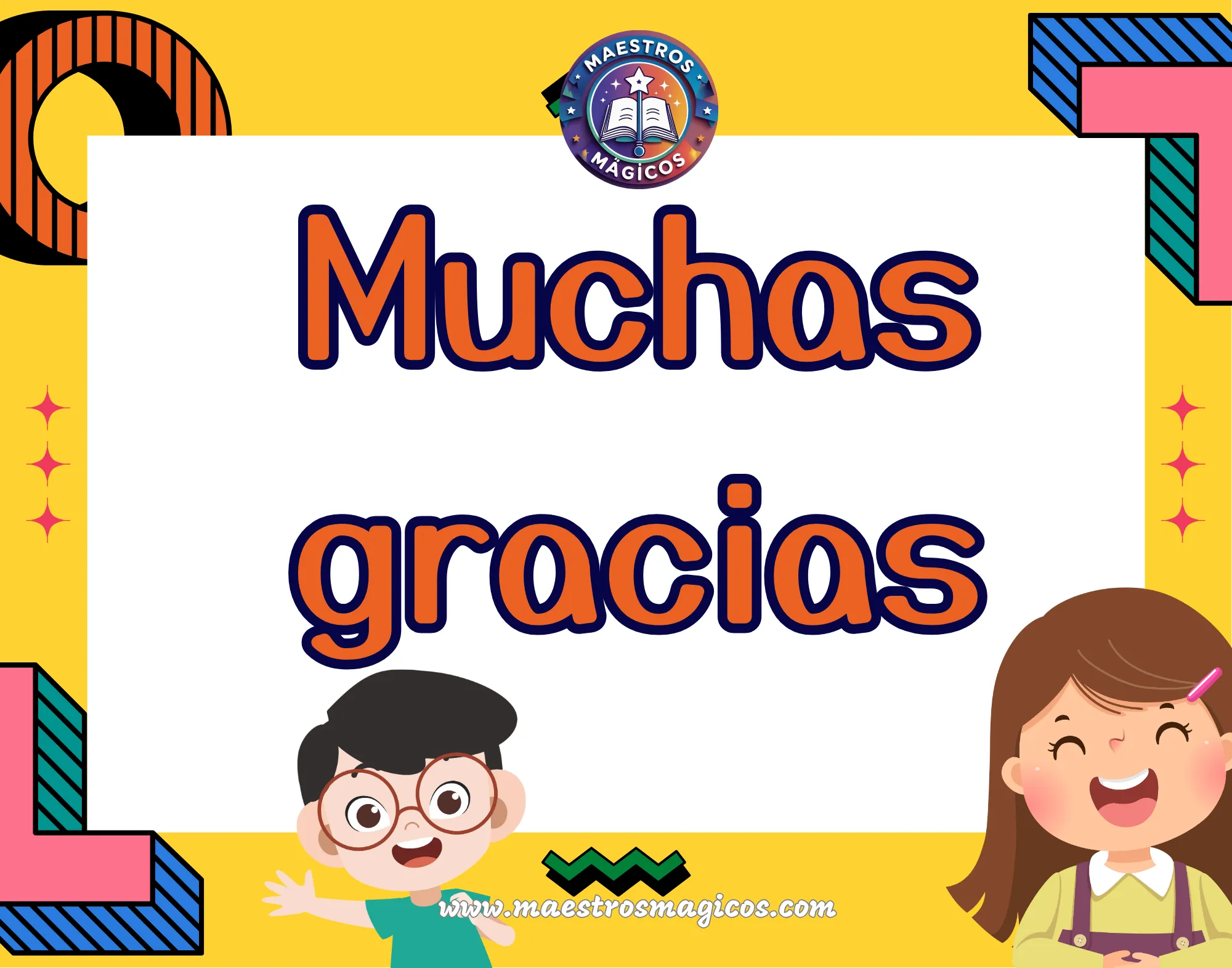 Cartel muchas gracias niños