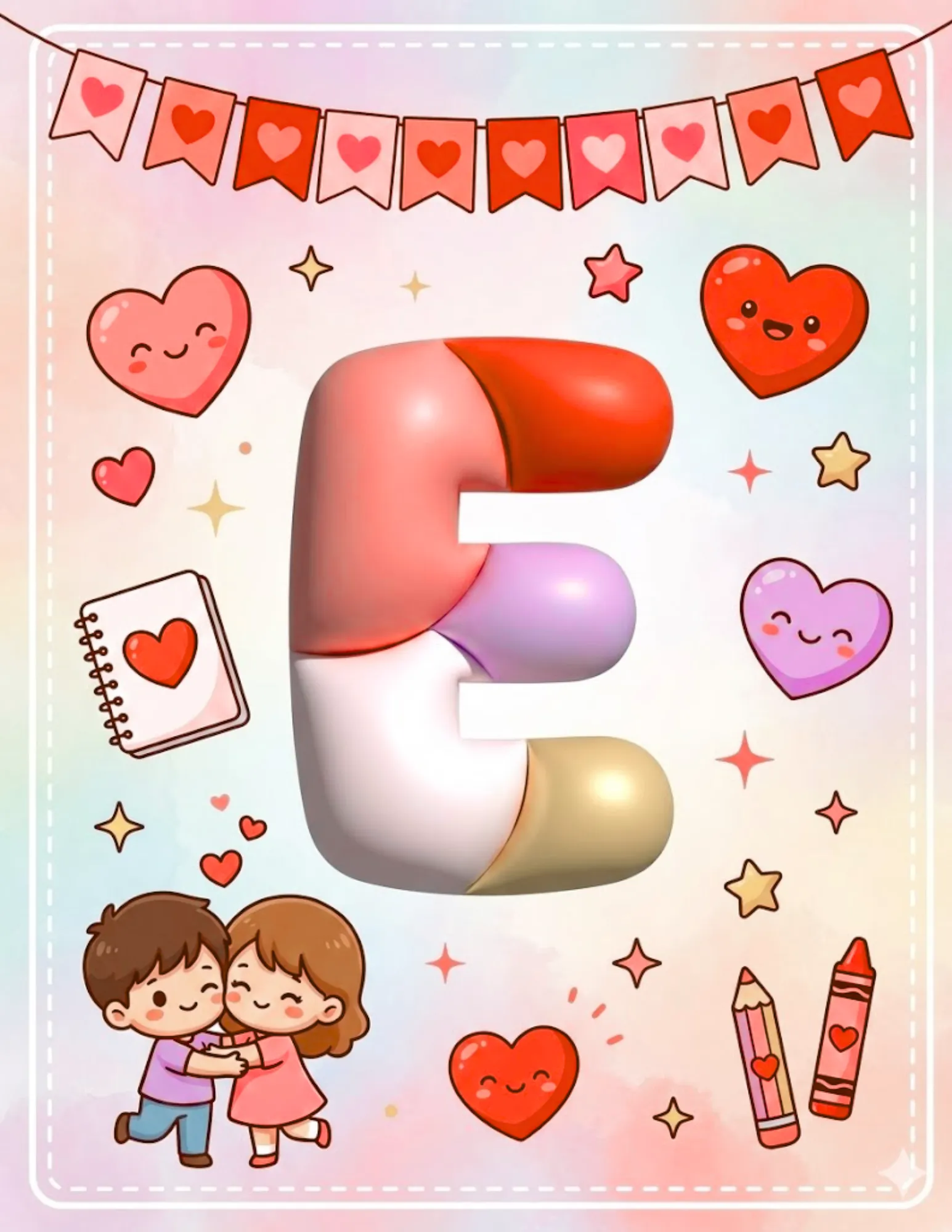 Letra E cartel febrero premium