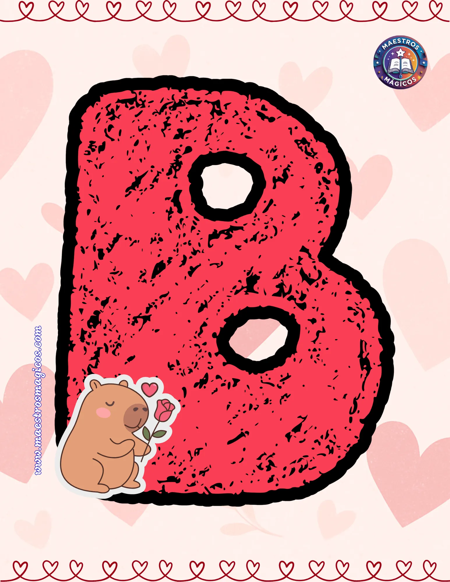 Letra B cartel febrero flor