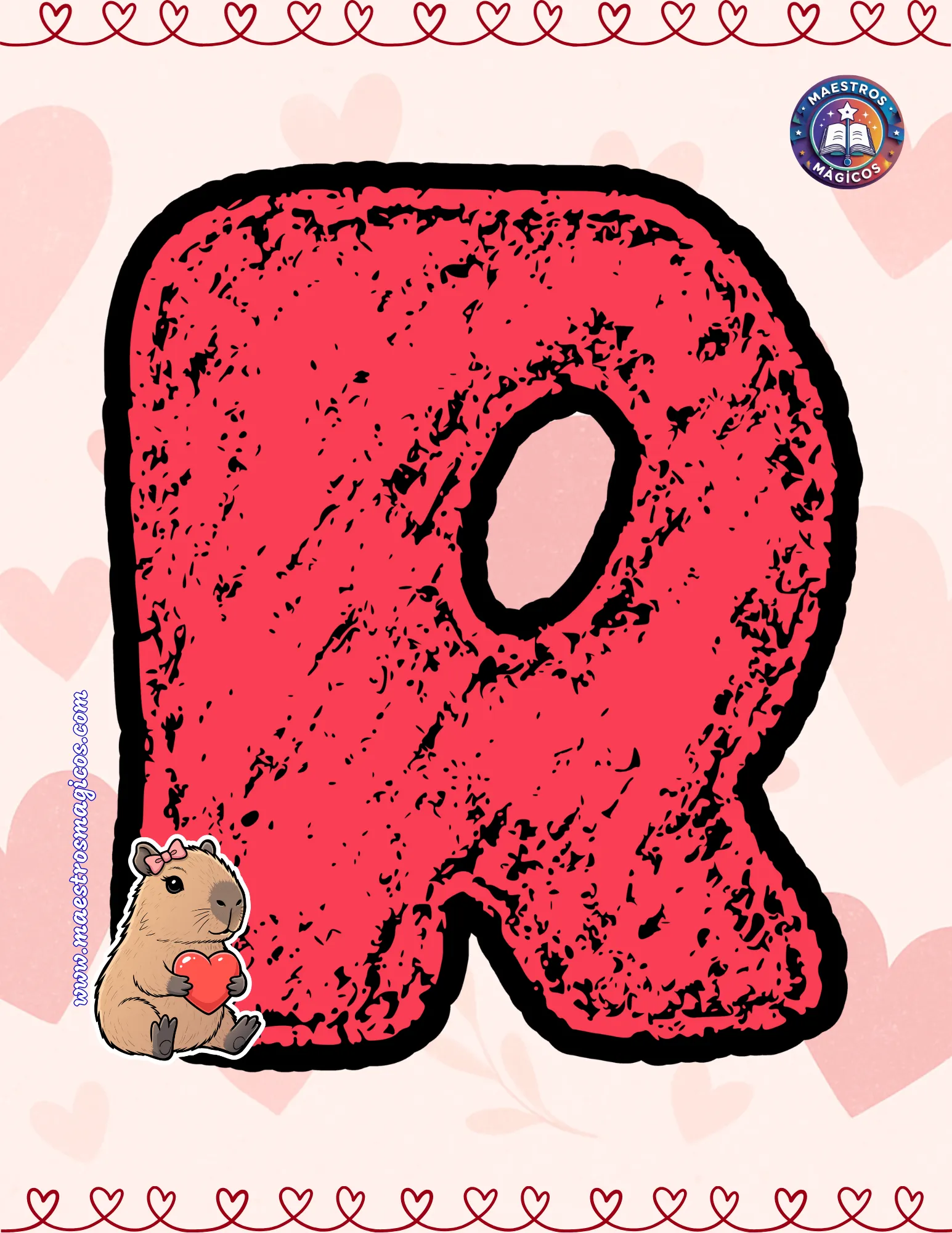 Letra R cartel febrero cupido