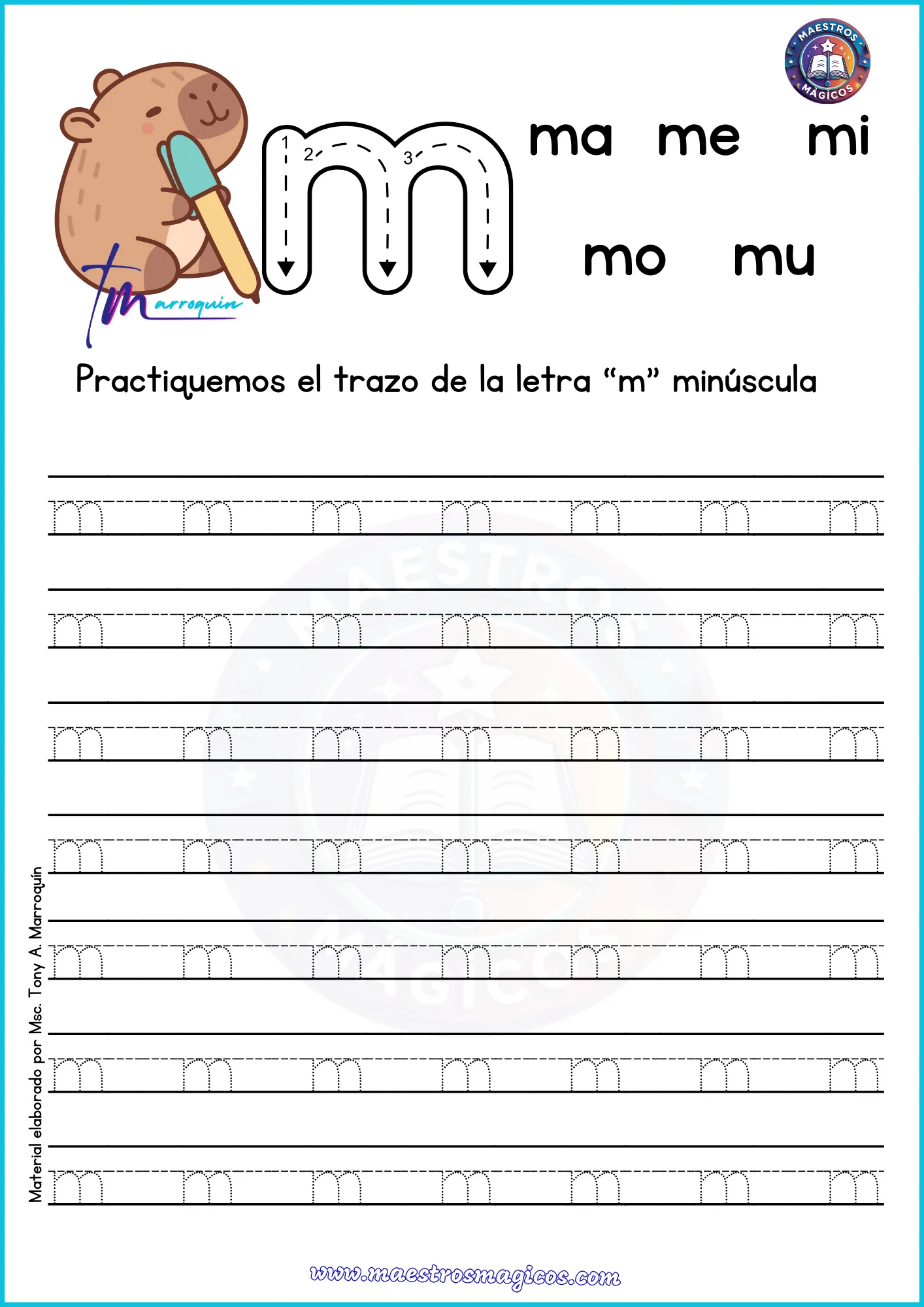 Cuadernillo premium letra m minúscula portada