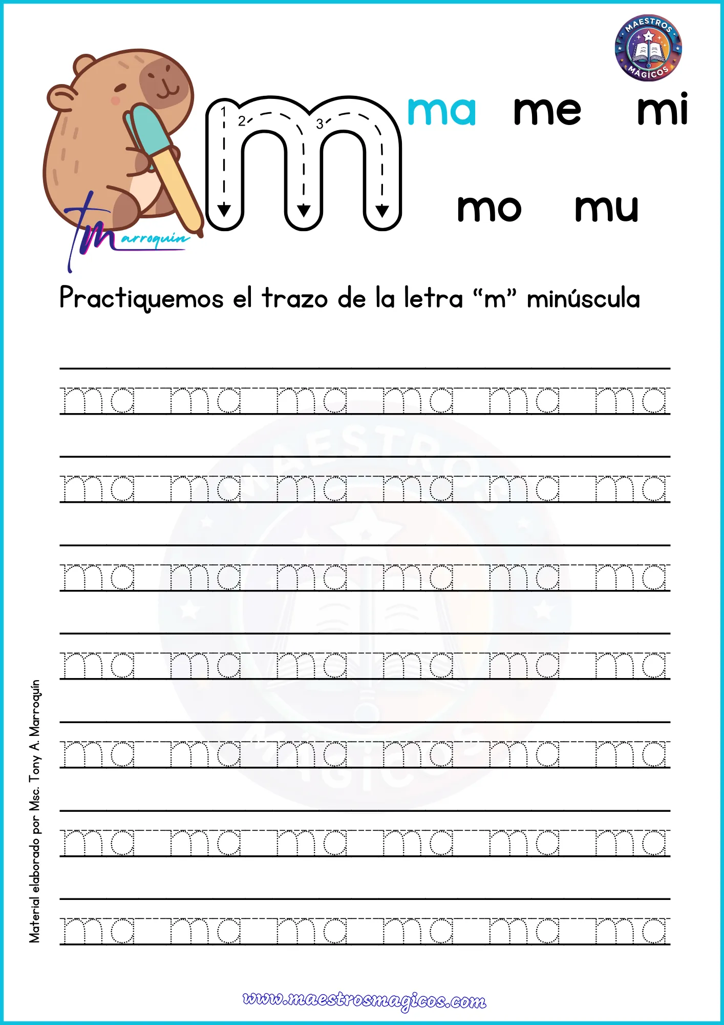 Trazo y vocabulario letra m