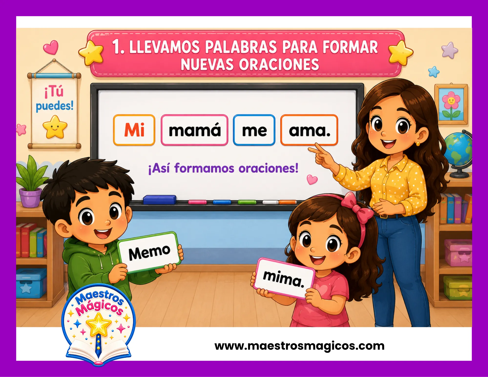Estrategias de Juguemos a formar oraciones con m y p para el aula de primer grado