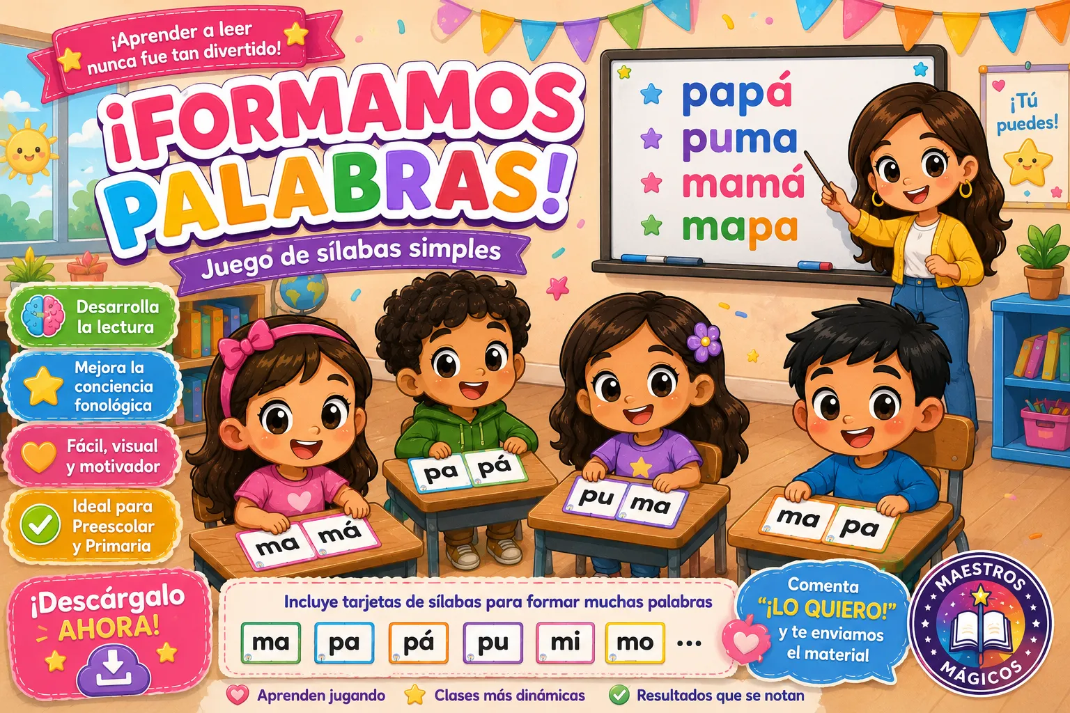 Estrategias de Juguemos a formar palabras con m y p para el aula
